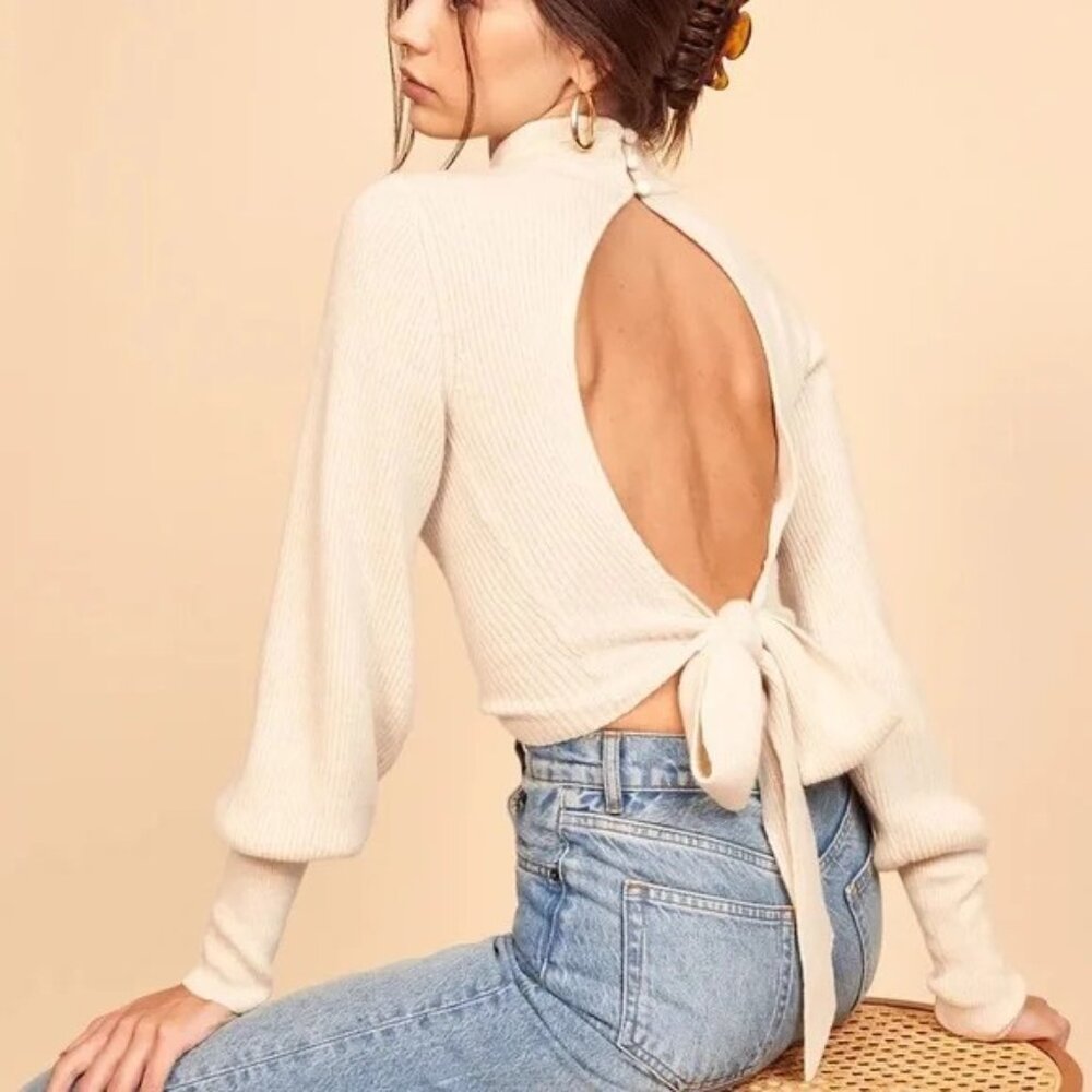 NWT Osteria Reformation Open Back Sweater in Gossamer - SIZE M